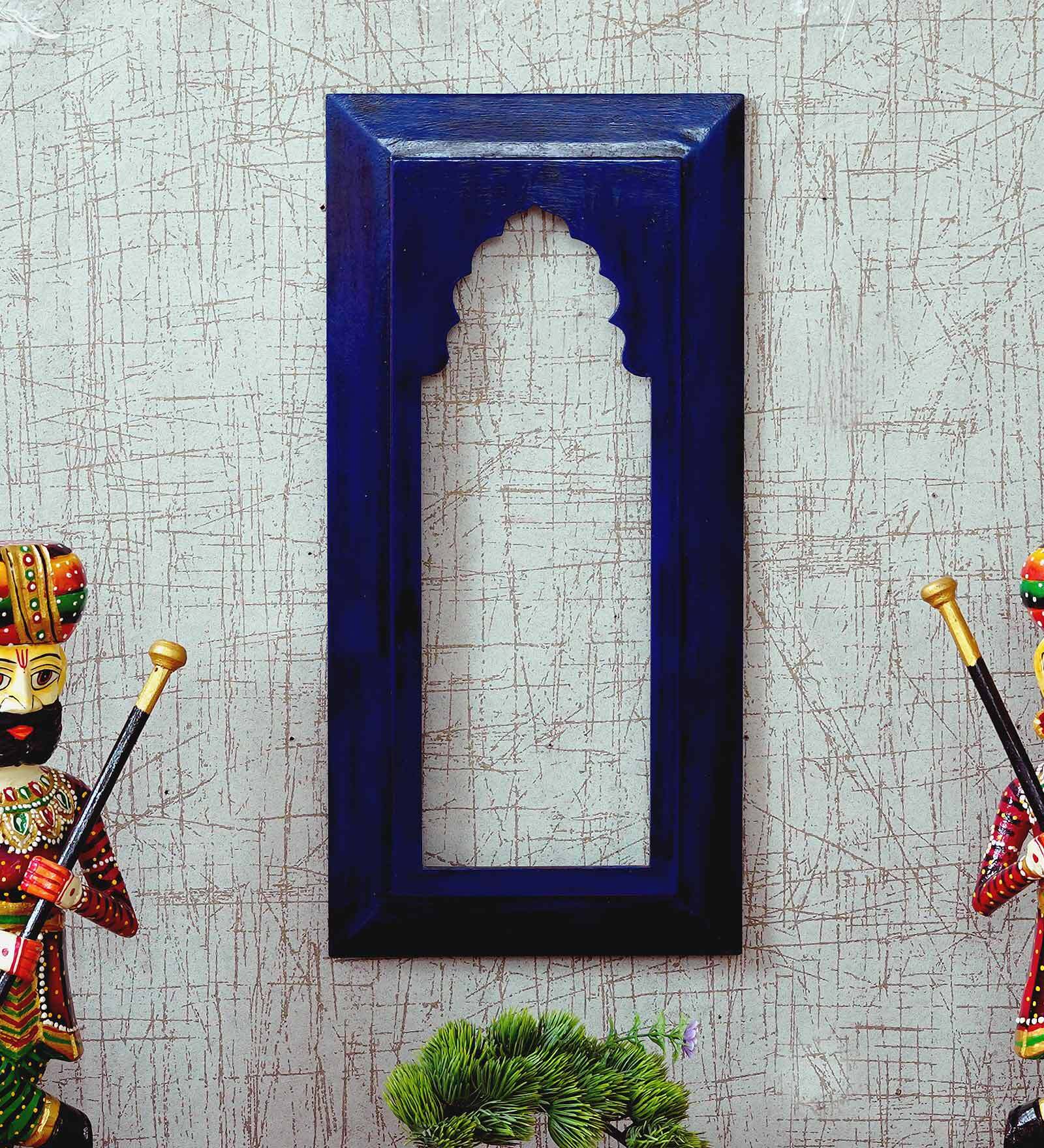 Wooden Carved Jharokha In Blue Colour