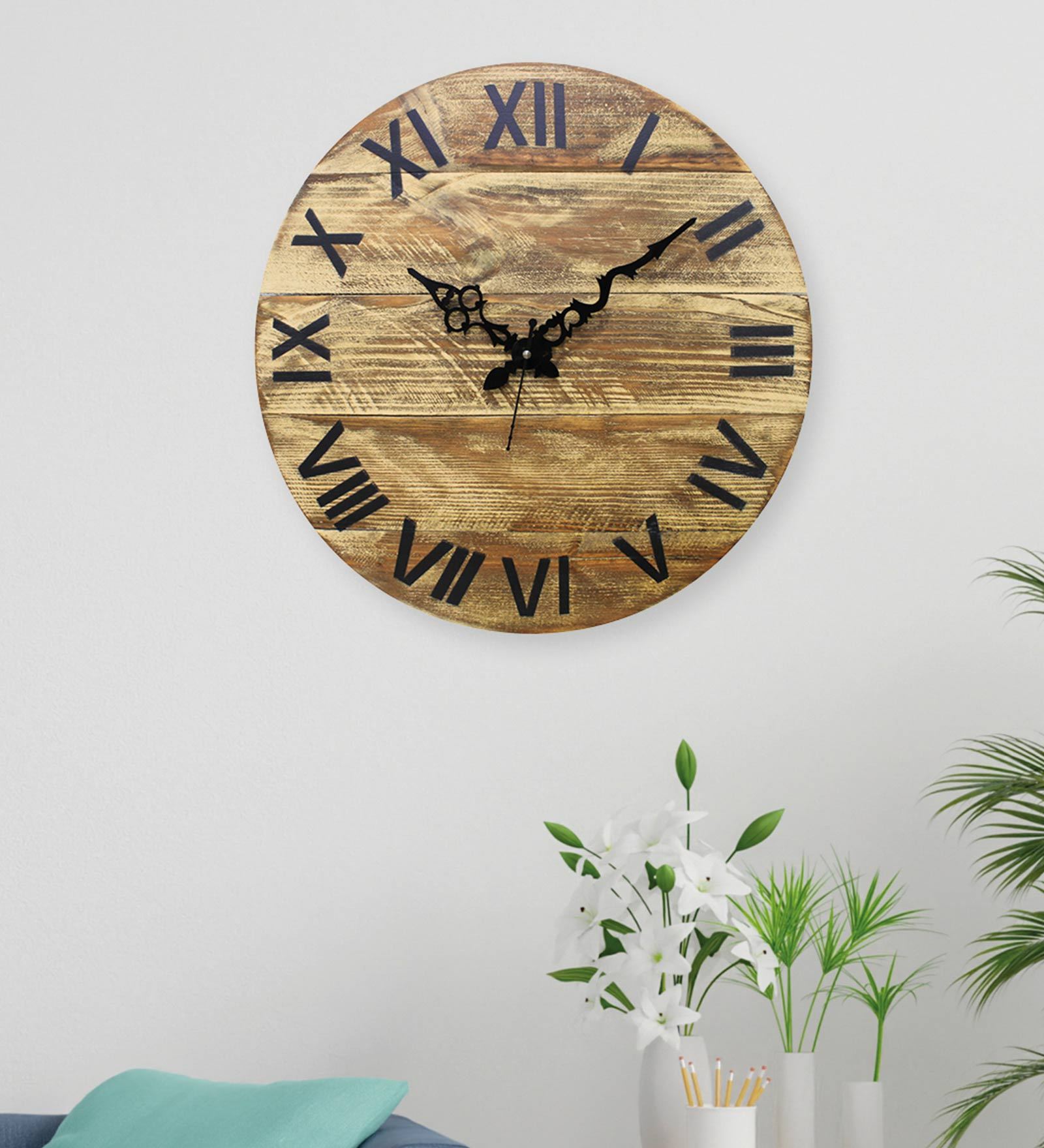 Rust MDF Designer Modern Wall Clock