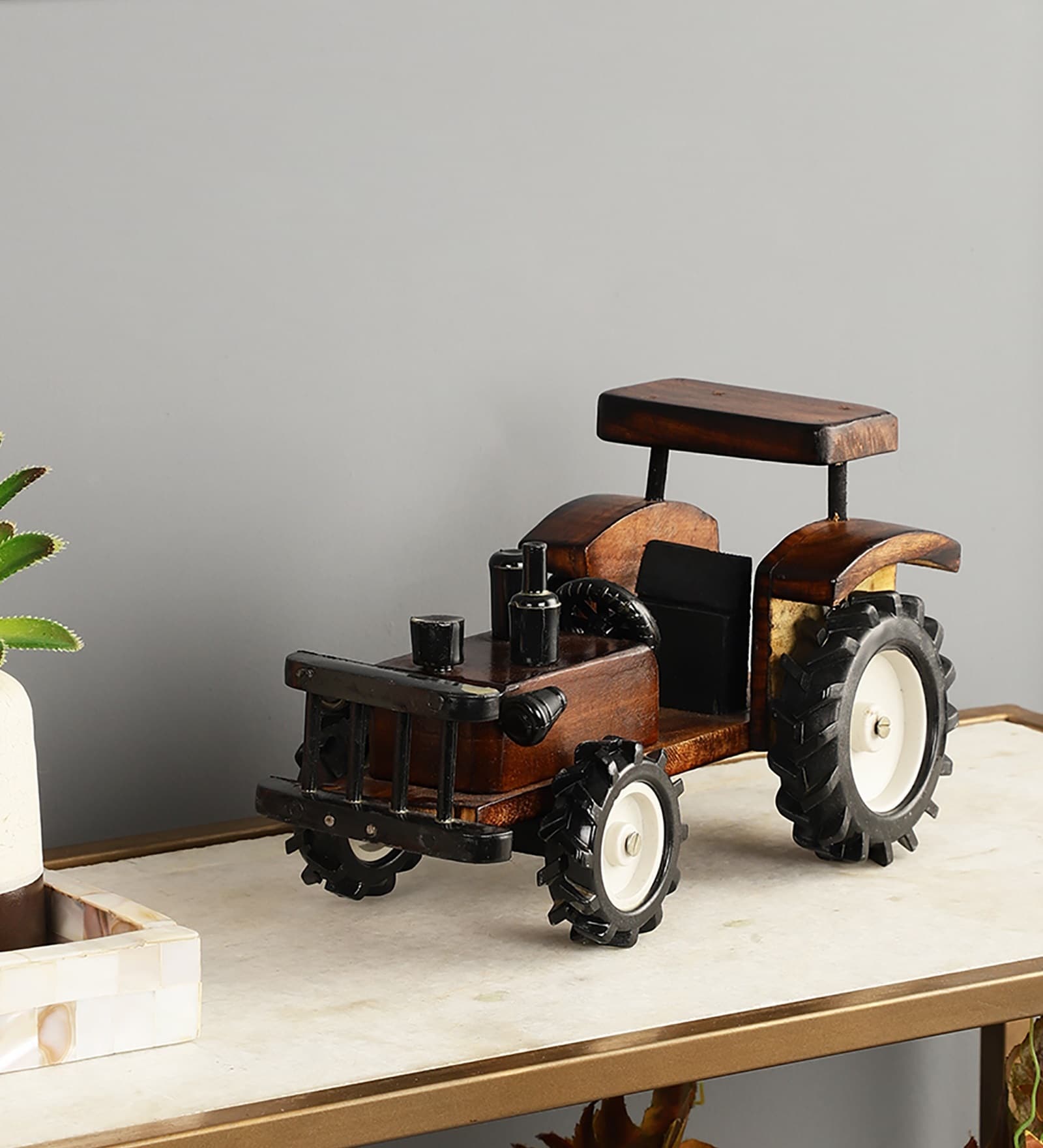Wooden Farm Tractor Miniature Showpiece