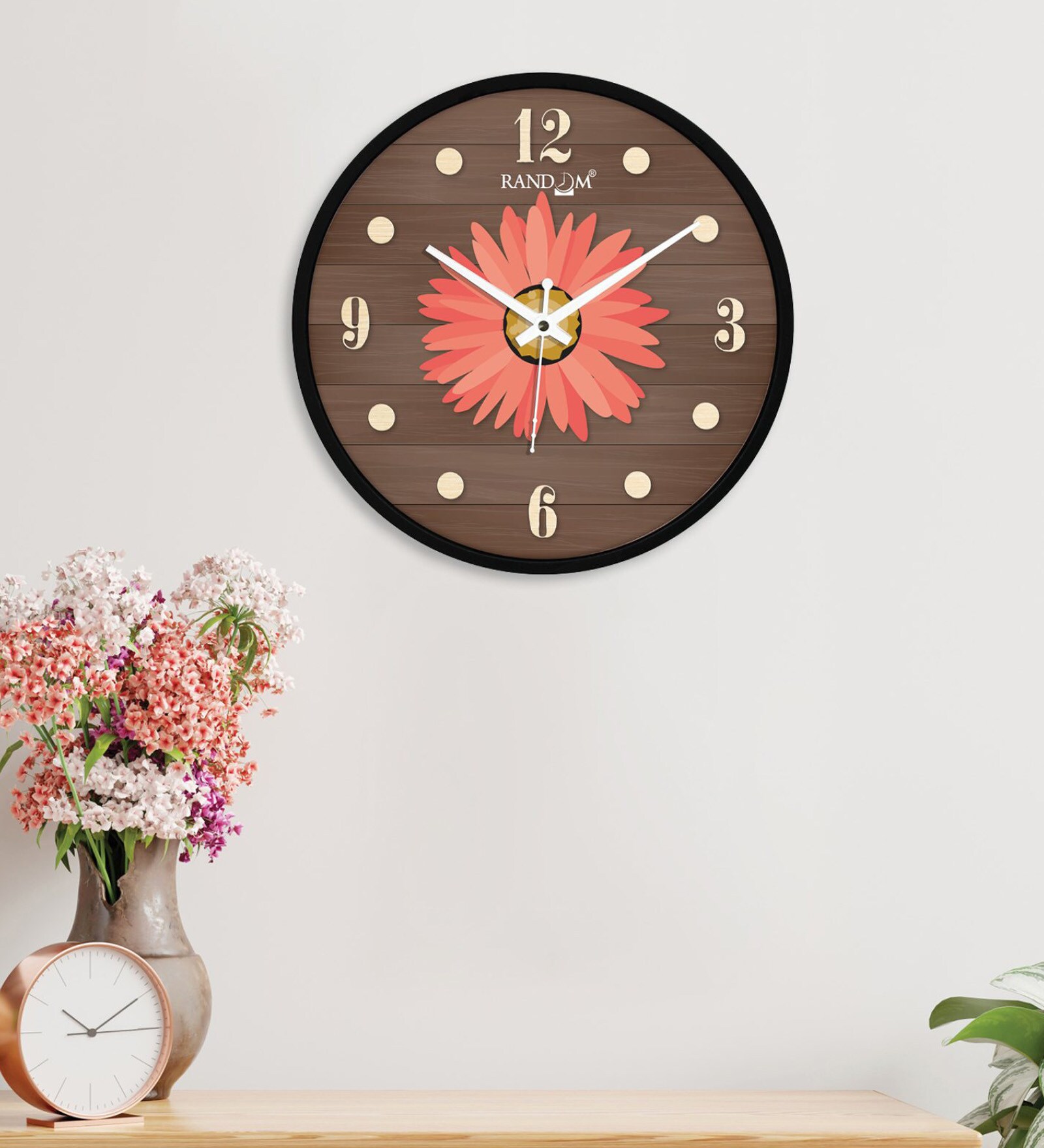 Buy Black MDF Floral Modern Wall Clock at 18 OFF by Random Pepperfry