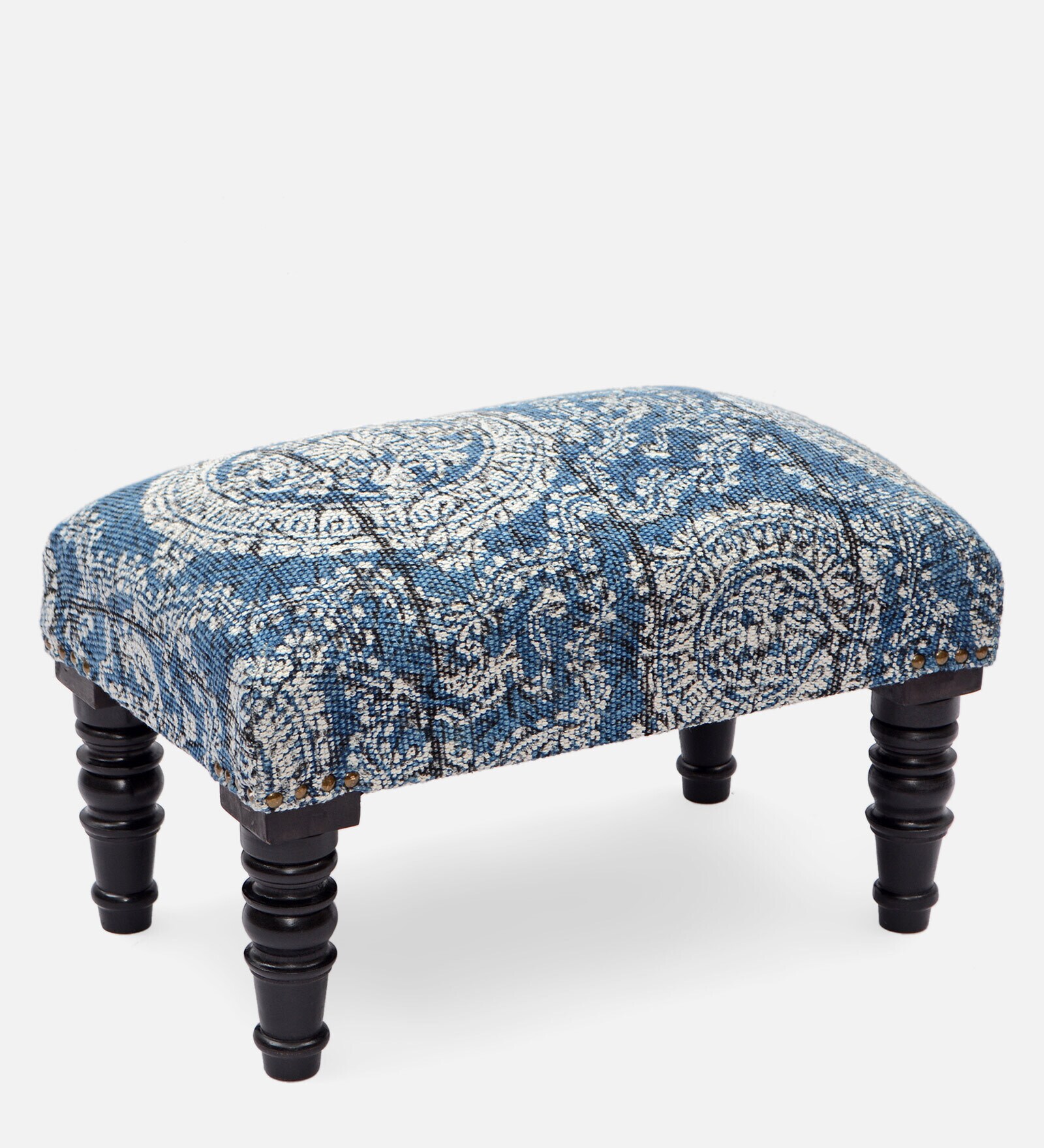 Wooden Foot Stool In Blue Colour