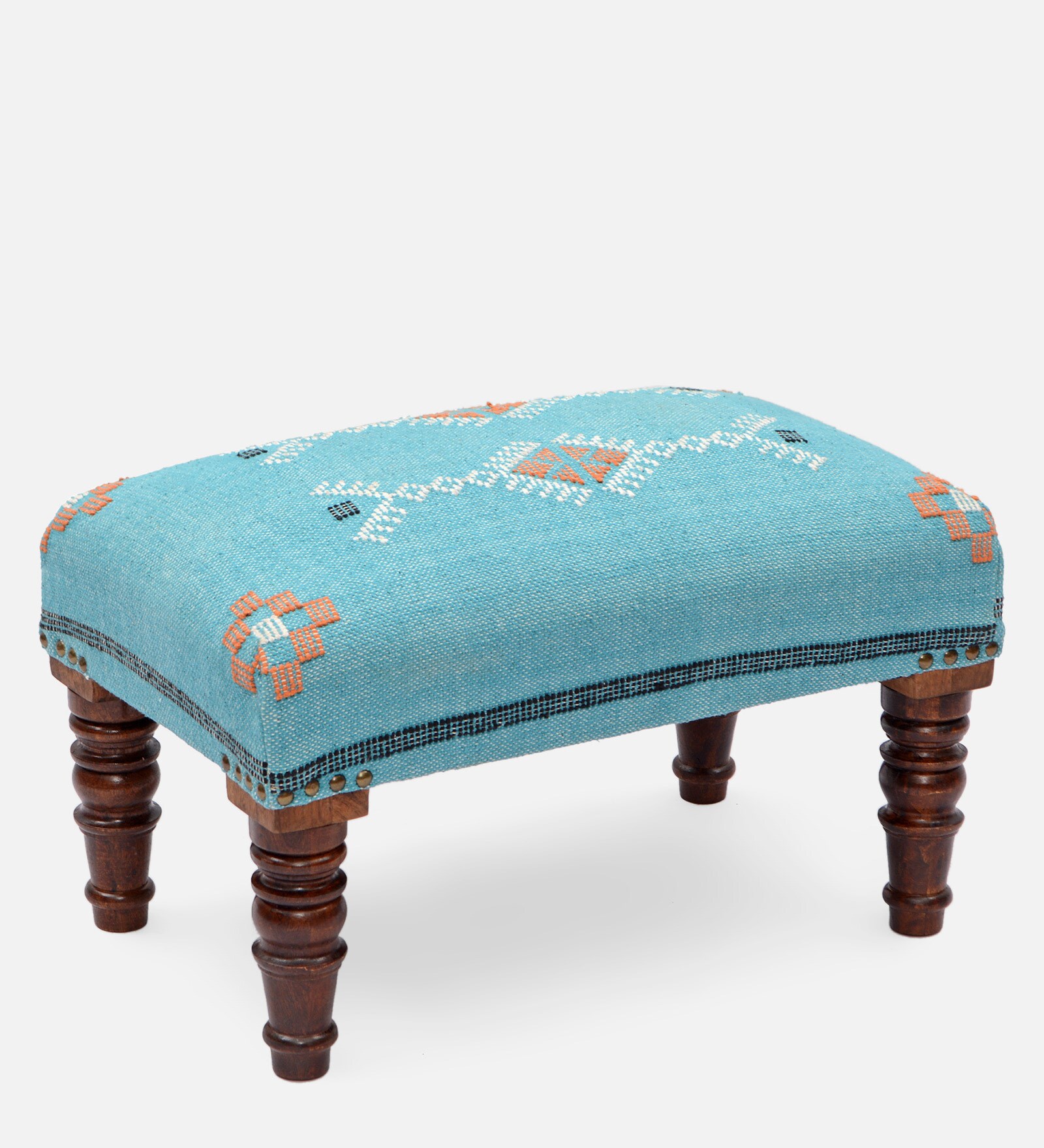 Wooden Foot Stool In Blue Colour