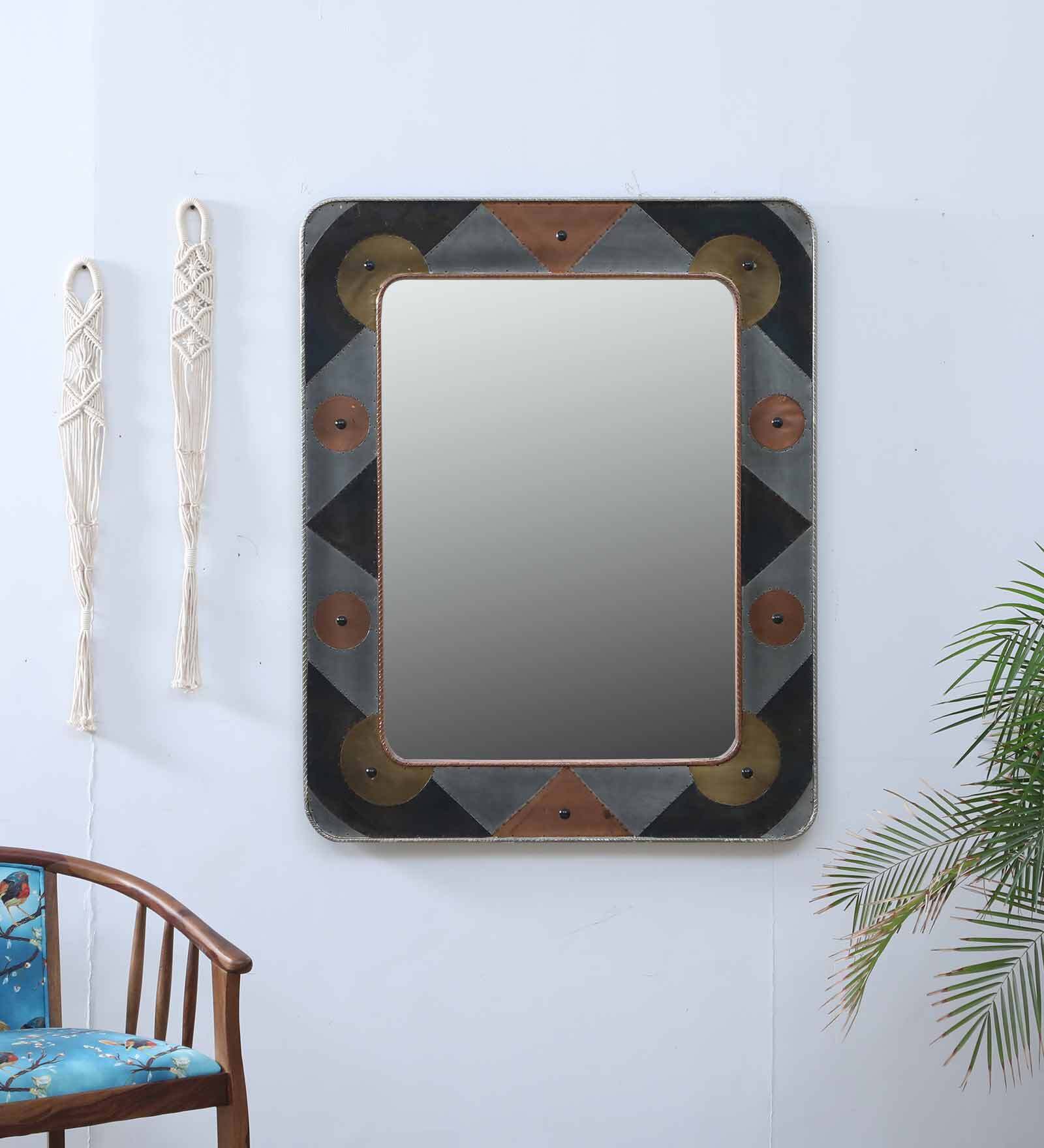 Grey Brass Wall Mirror