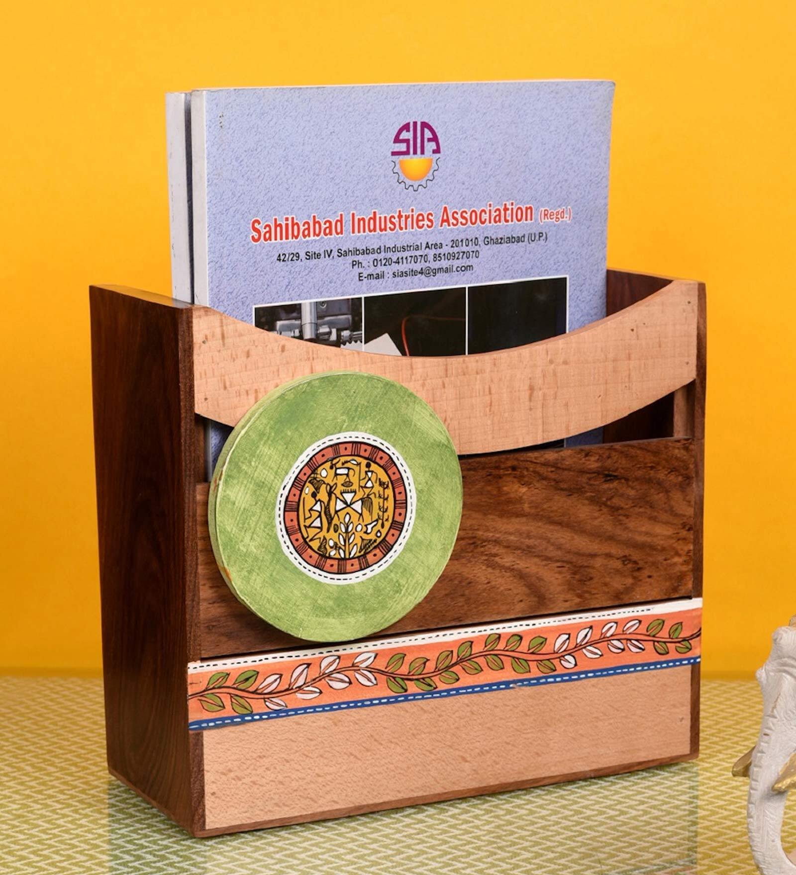 Buy Tribal Brown Wooden Magazine Rack at 16 OFF by Aakriti art