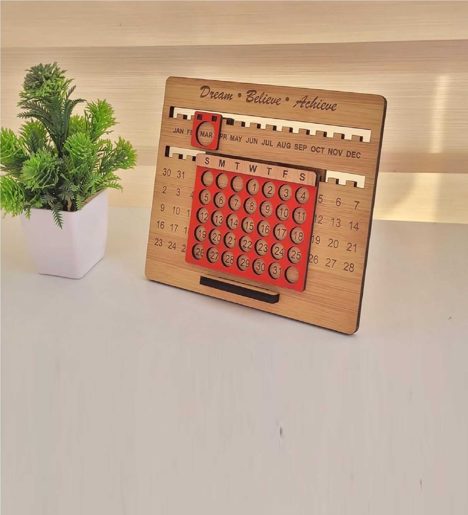 Wooden Lifetime Infinite Desk Calendar 2026
