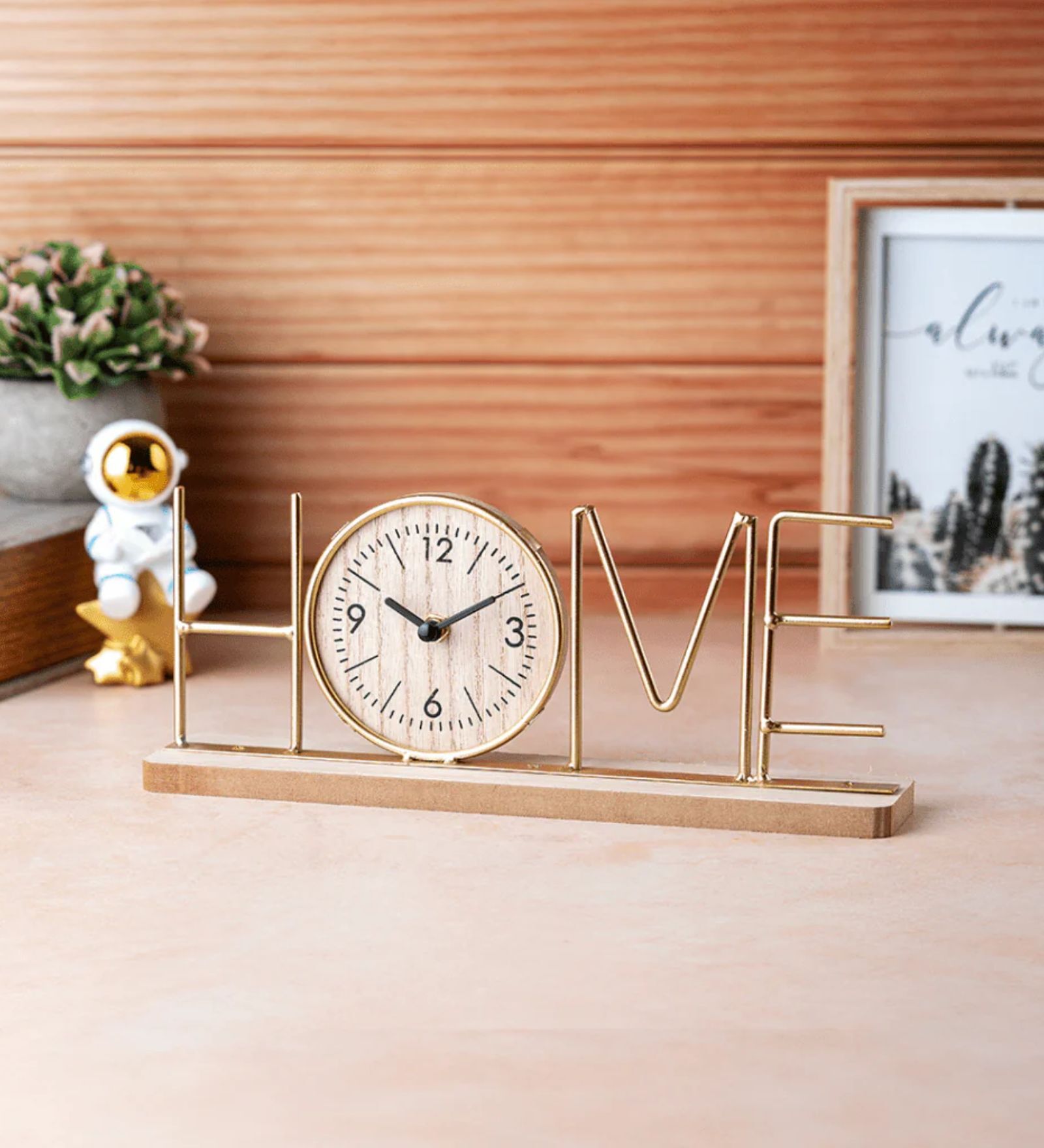 Buy Gold Wooden Metal Home Letter Table Clock at 34% OFF by Eazywagon ...