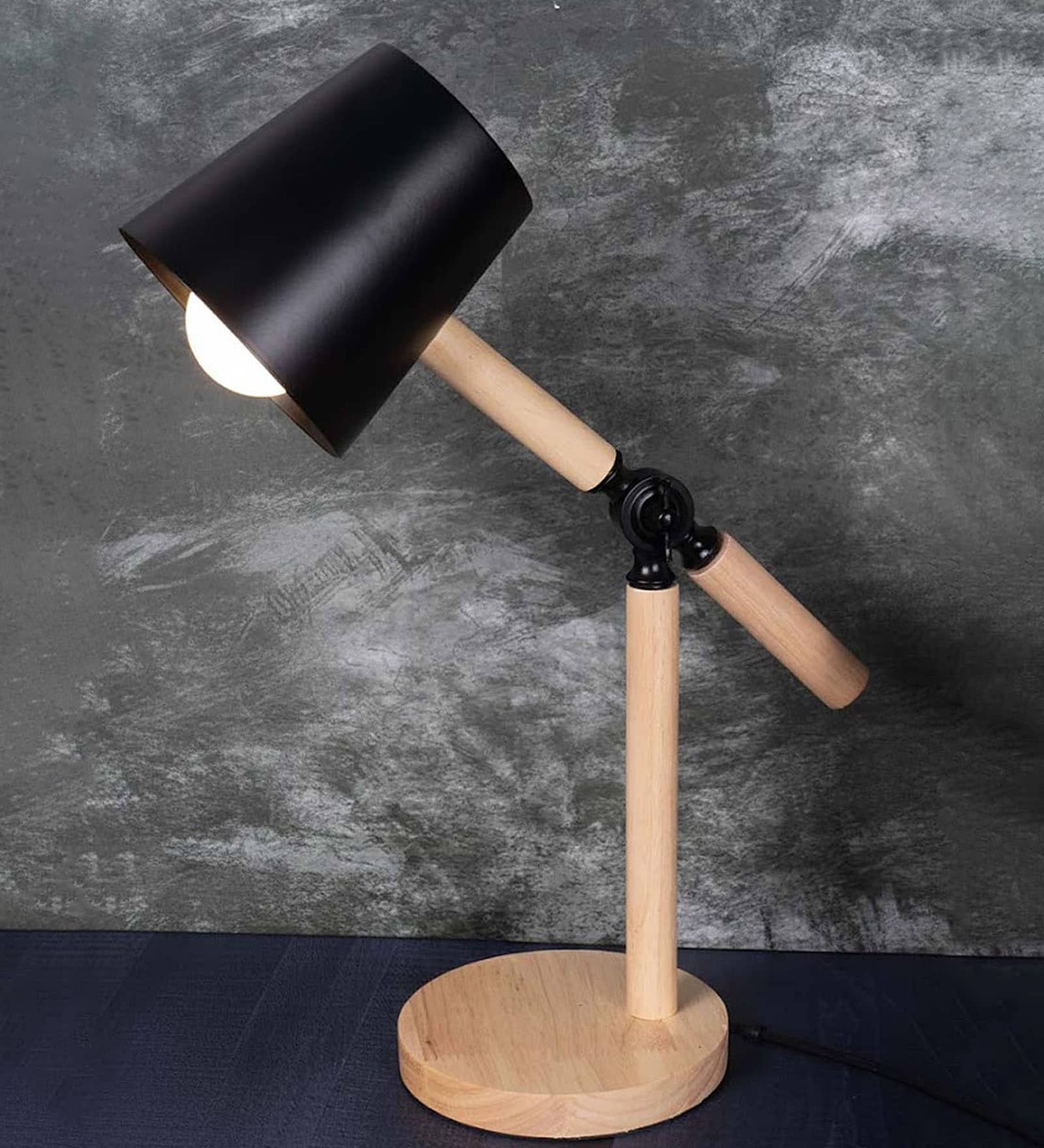 Wooden-Metalic Black Study Desk Lamp