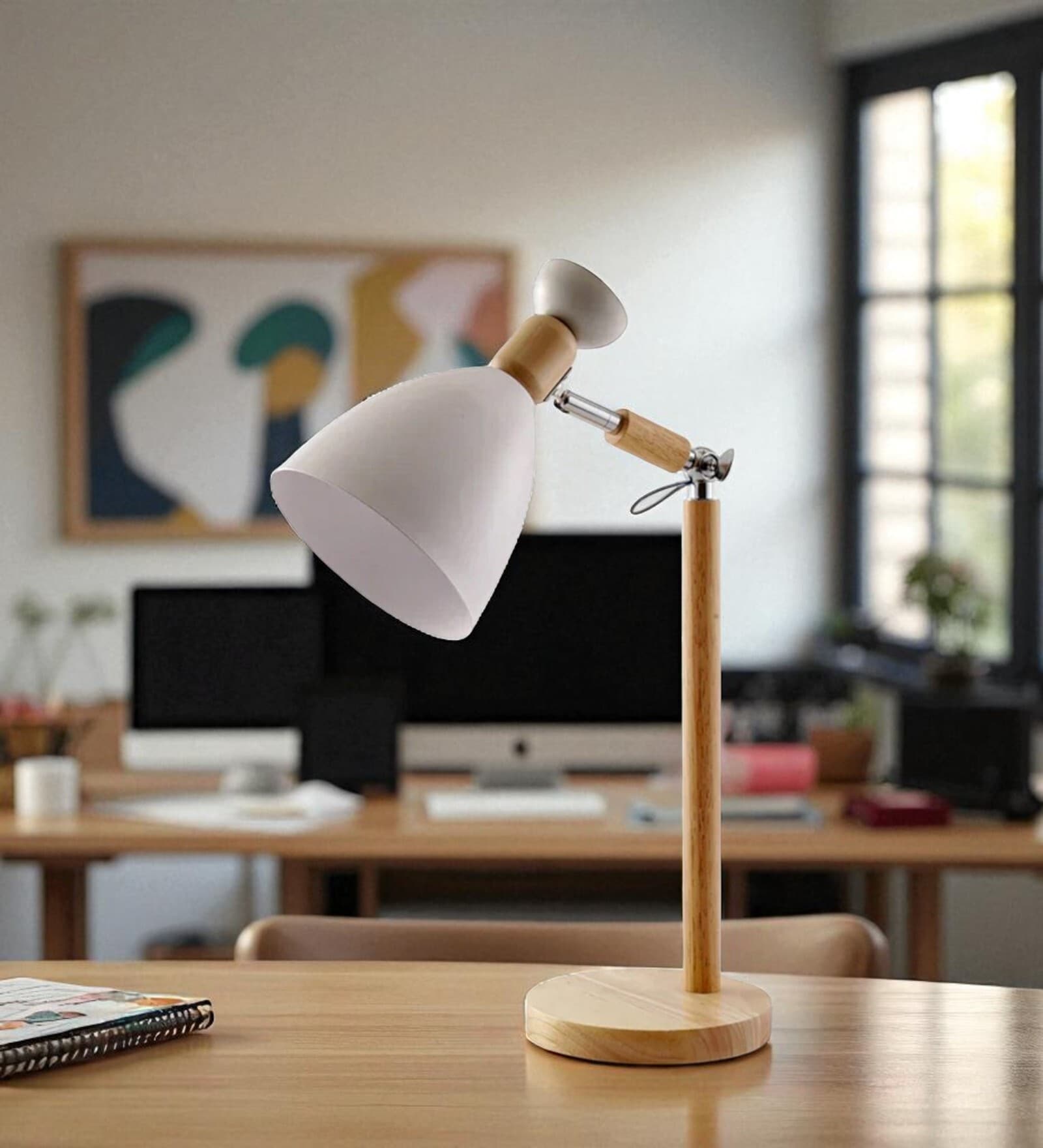 Wooden-Metalic Black Study Desk Lamp