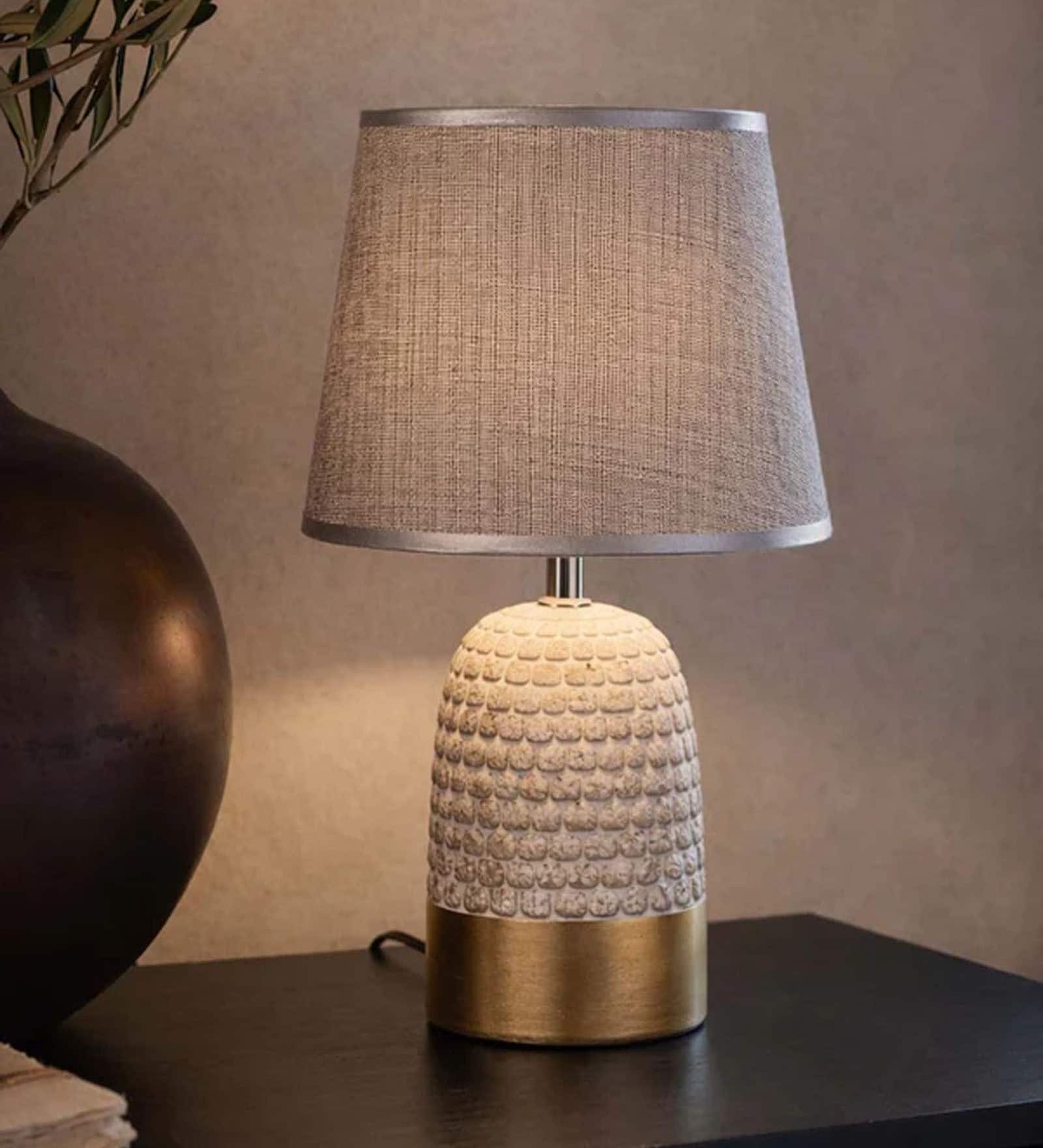Wooden-Metalic White Study Desk Lamp