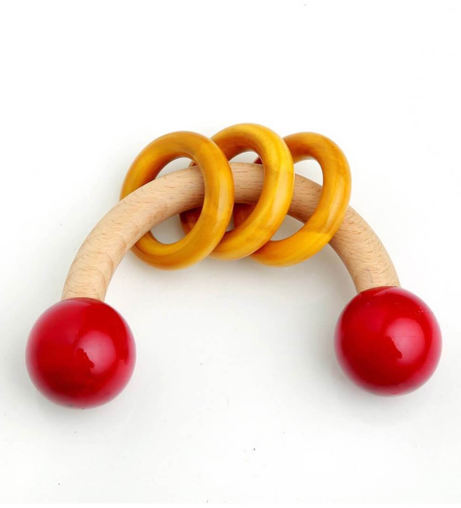 Buy Wooden rattle- curvy with the rings in Natural Finish by Ariro Toys ...