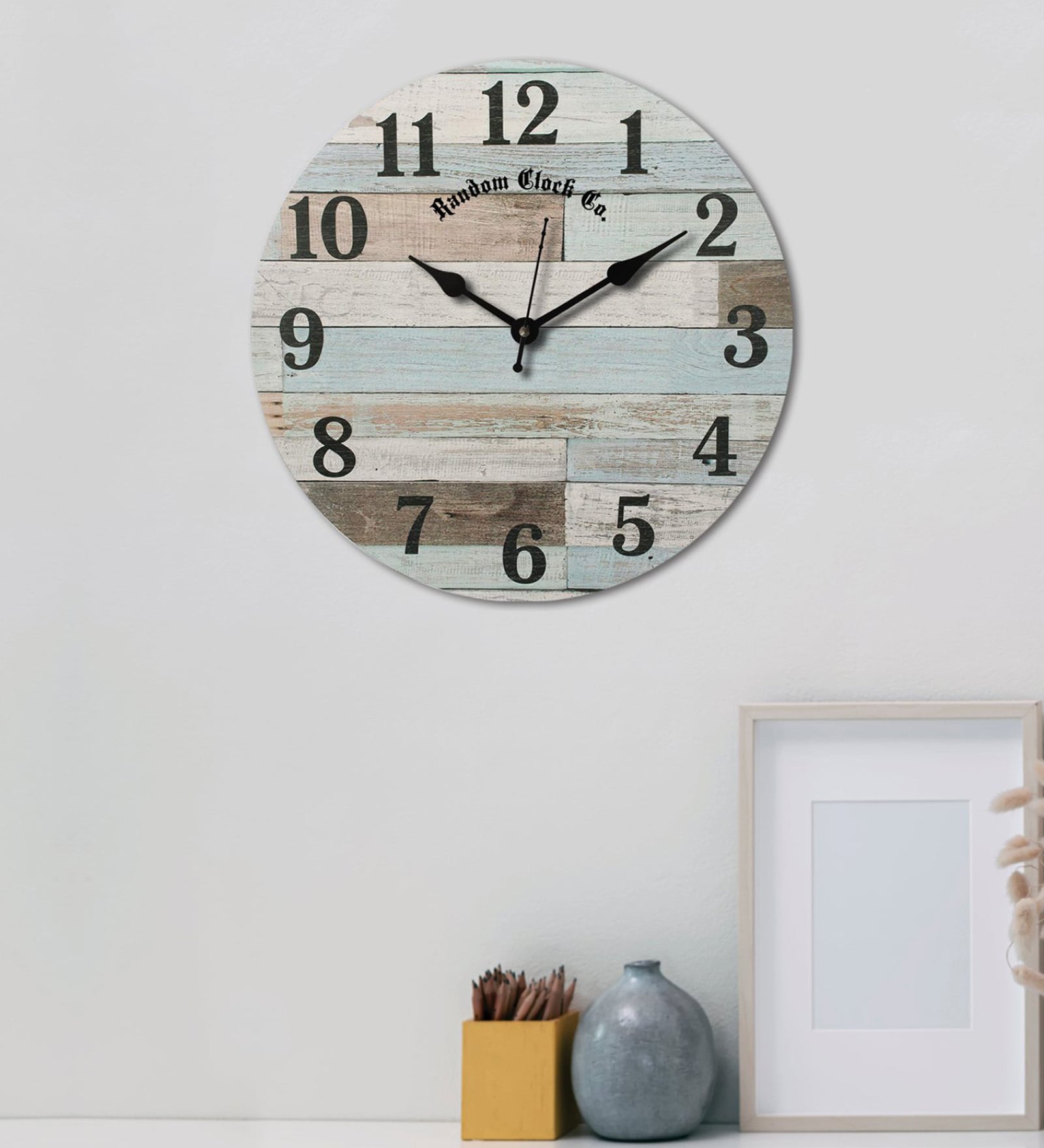 Multicolour MDF Rustic Modern Wall Clock