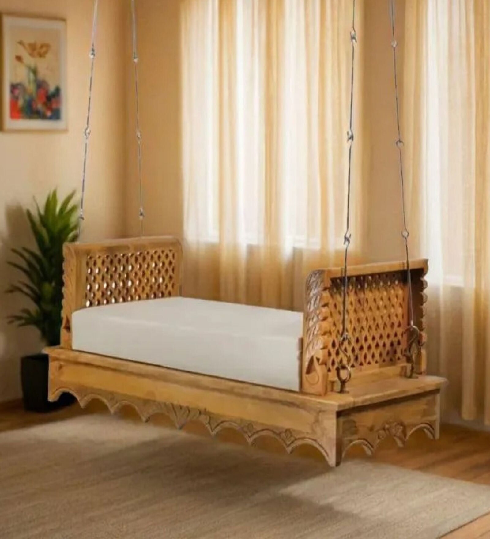 M-36 Teak Wood Swing In Natural Teak Finish Finish