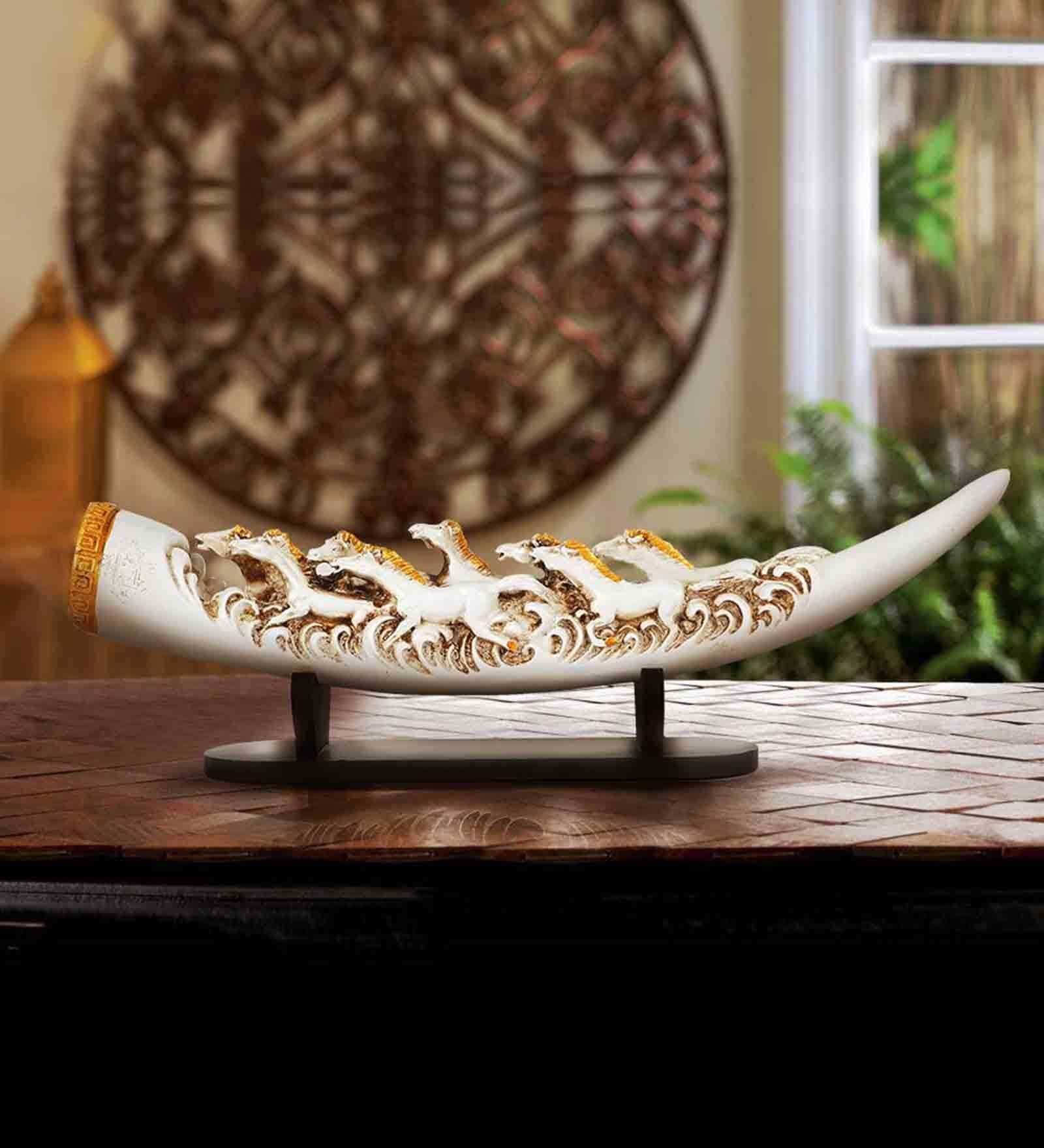 Wooden Table Accent Showpiece (Natural Brown)