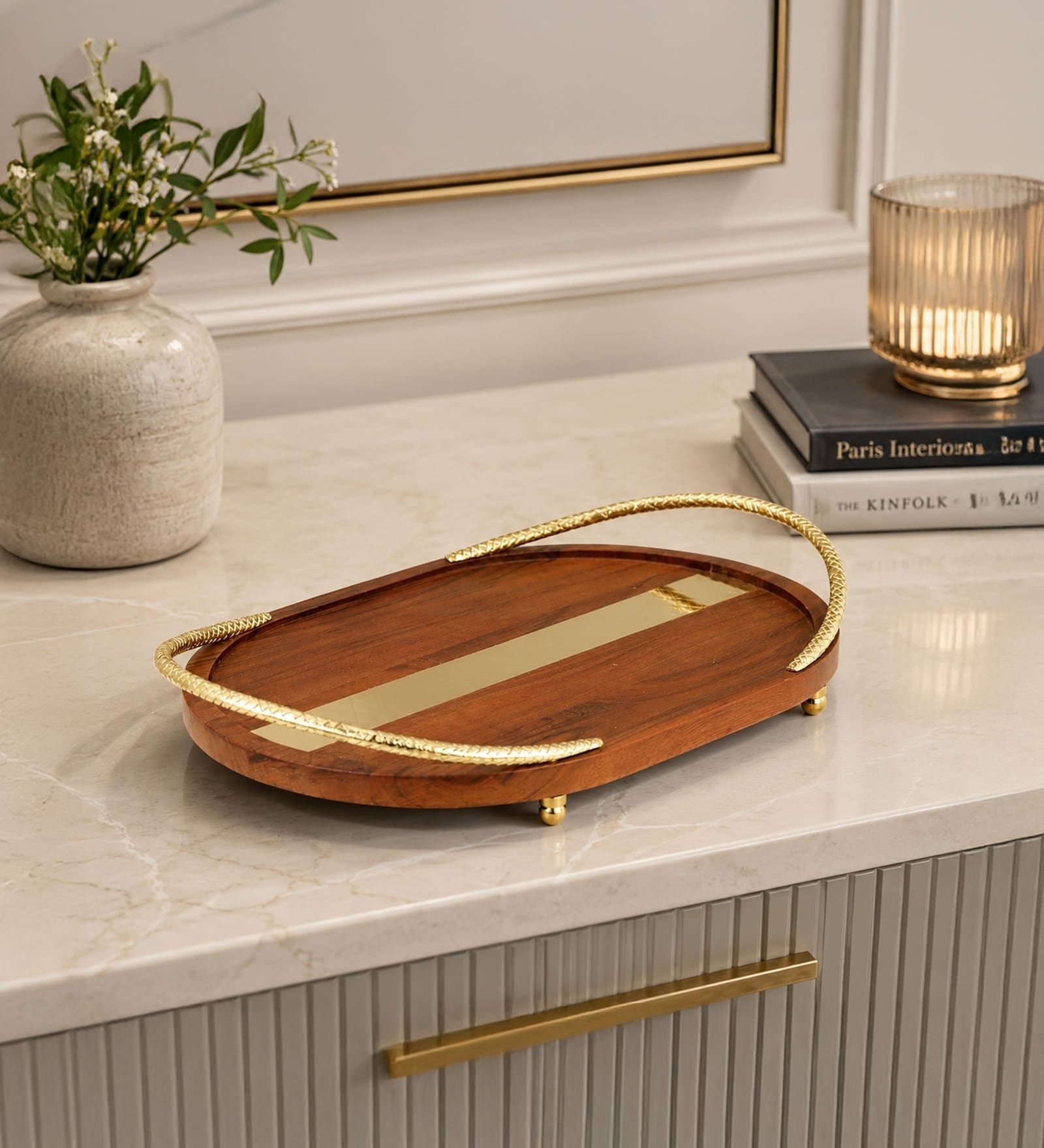 Gold Wooden Tray