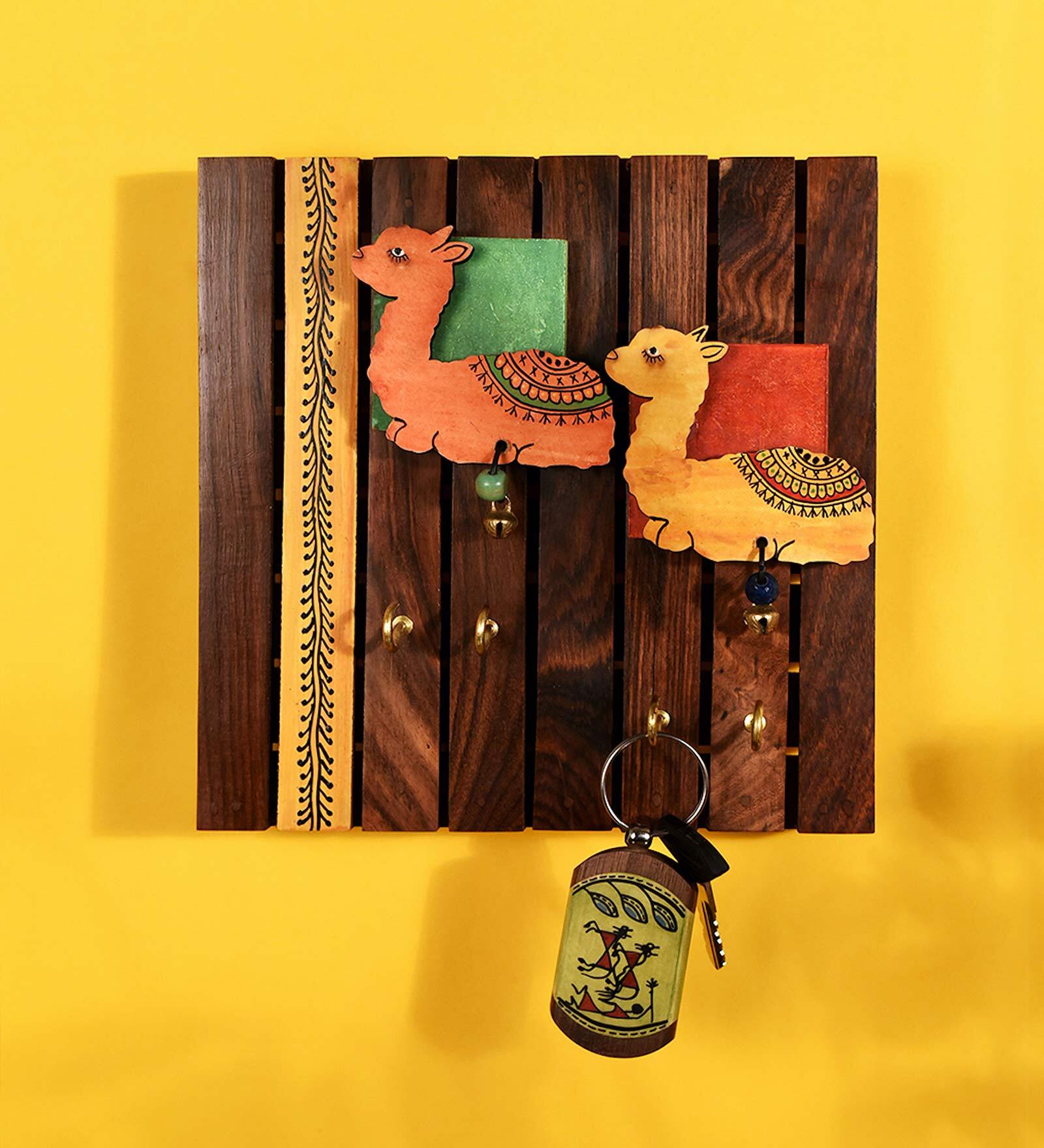 Wooden Tribal Art Key Holder