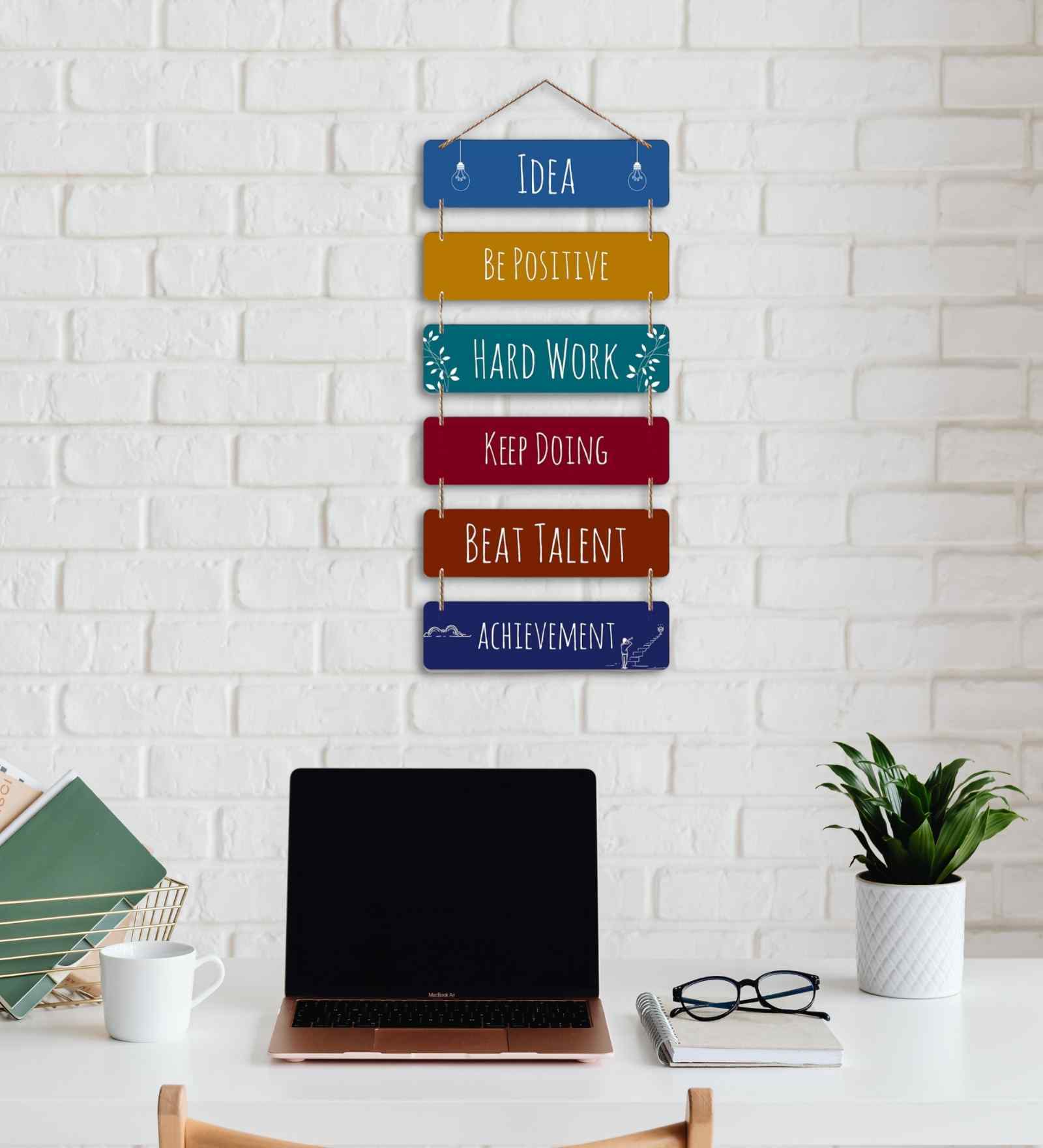 Wooden Wall Hanging-Idea Be Positive Hard Work Keep Doing Achievement
