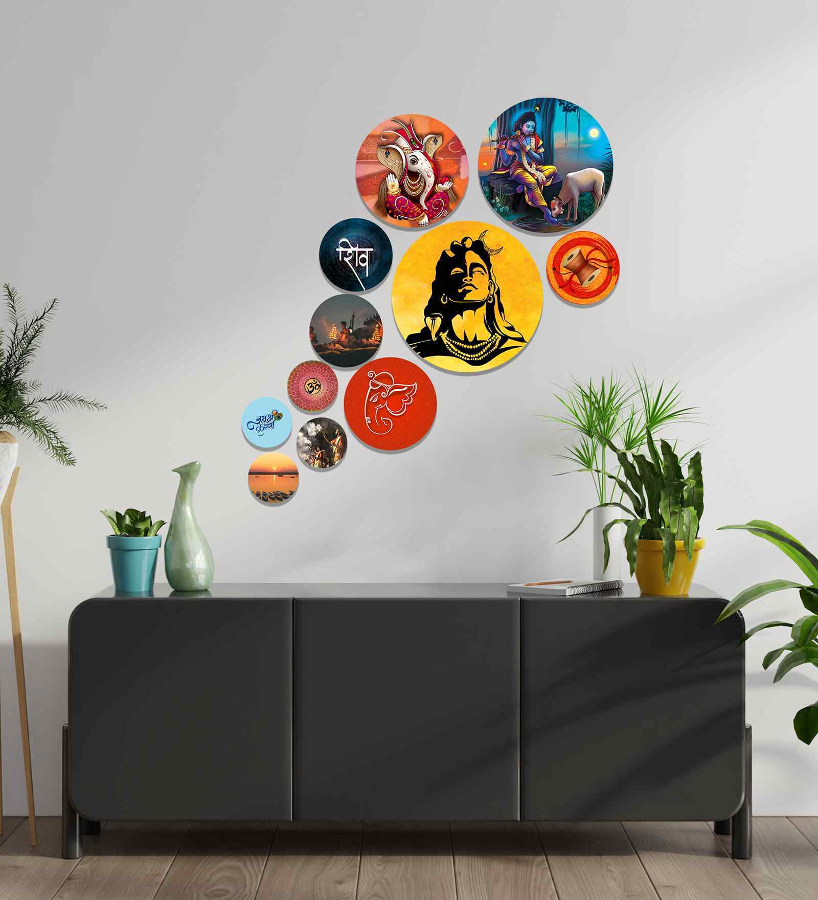 Set of 11 Lord Shiva Wooden Home Decor