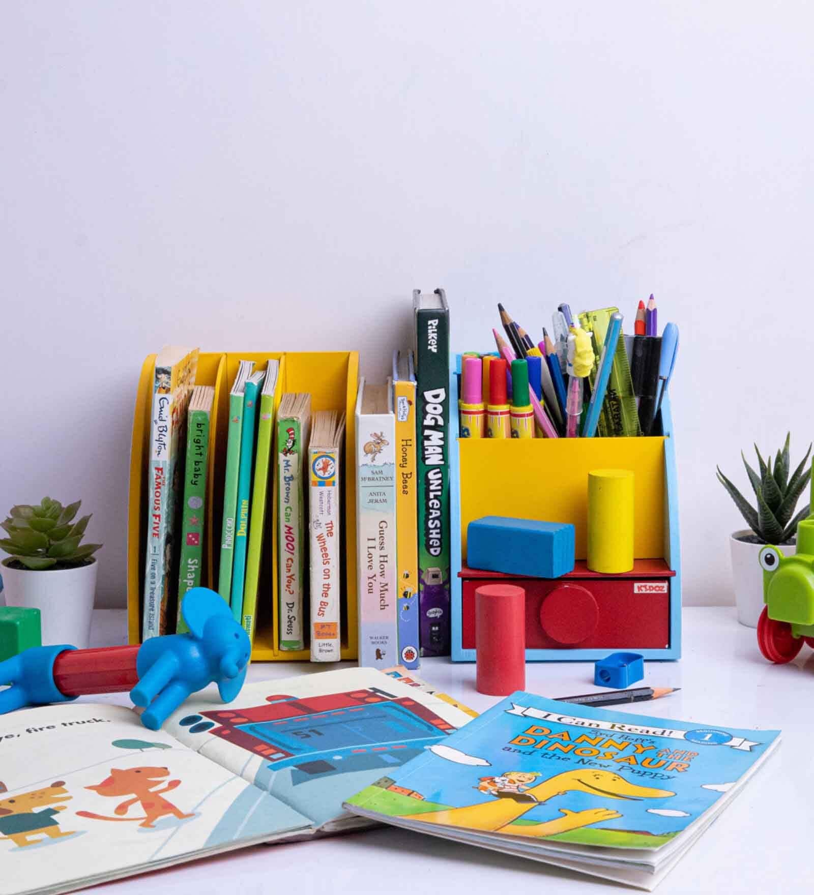 Wooden Yellow Engineered Wood Bookends