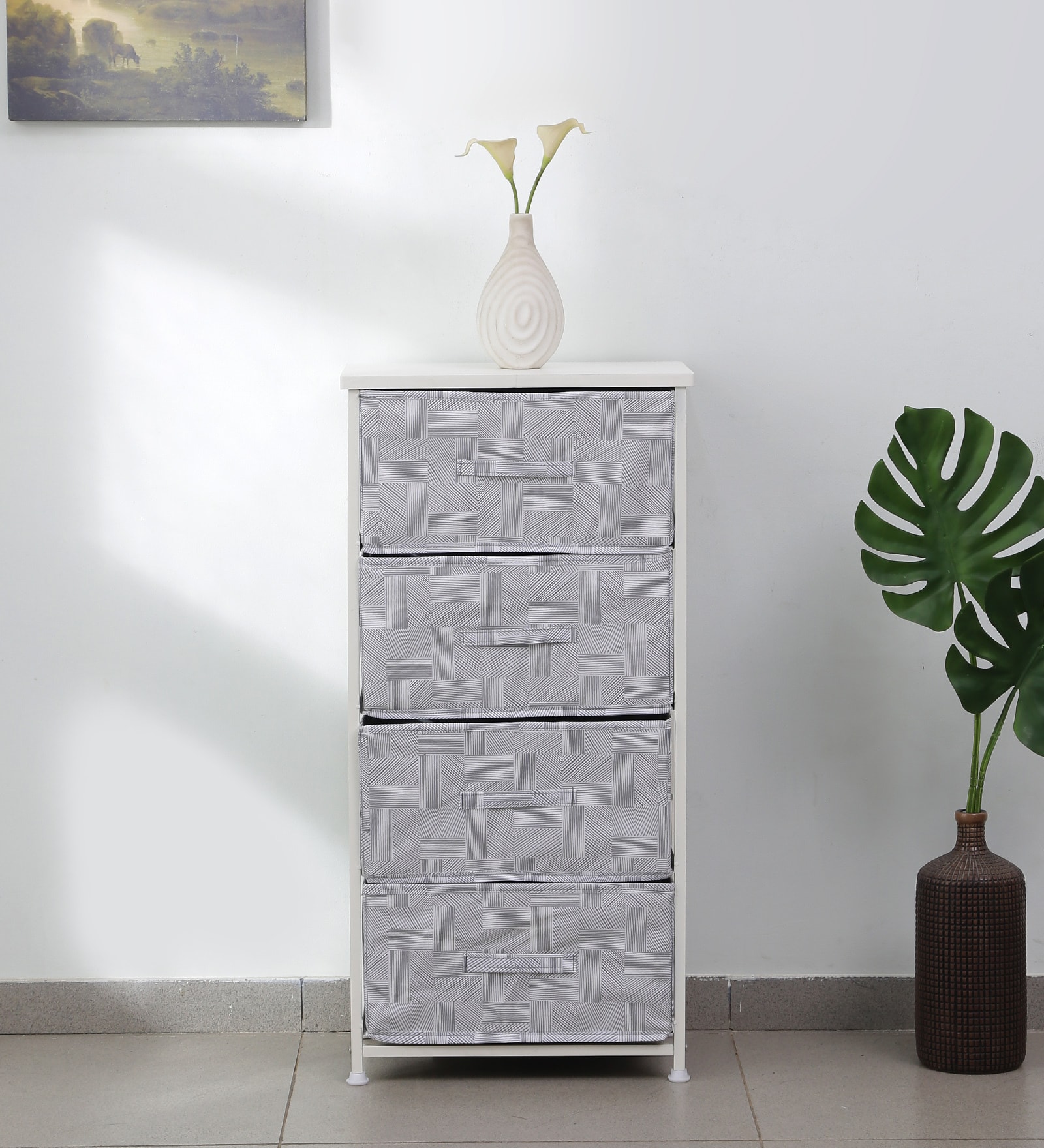 Woodit Fabric Chest of Drawer in Warm White Colour
