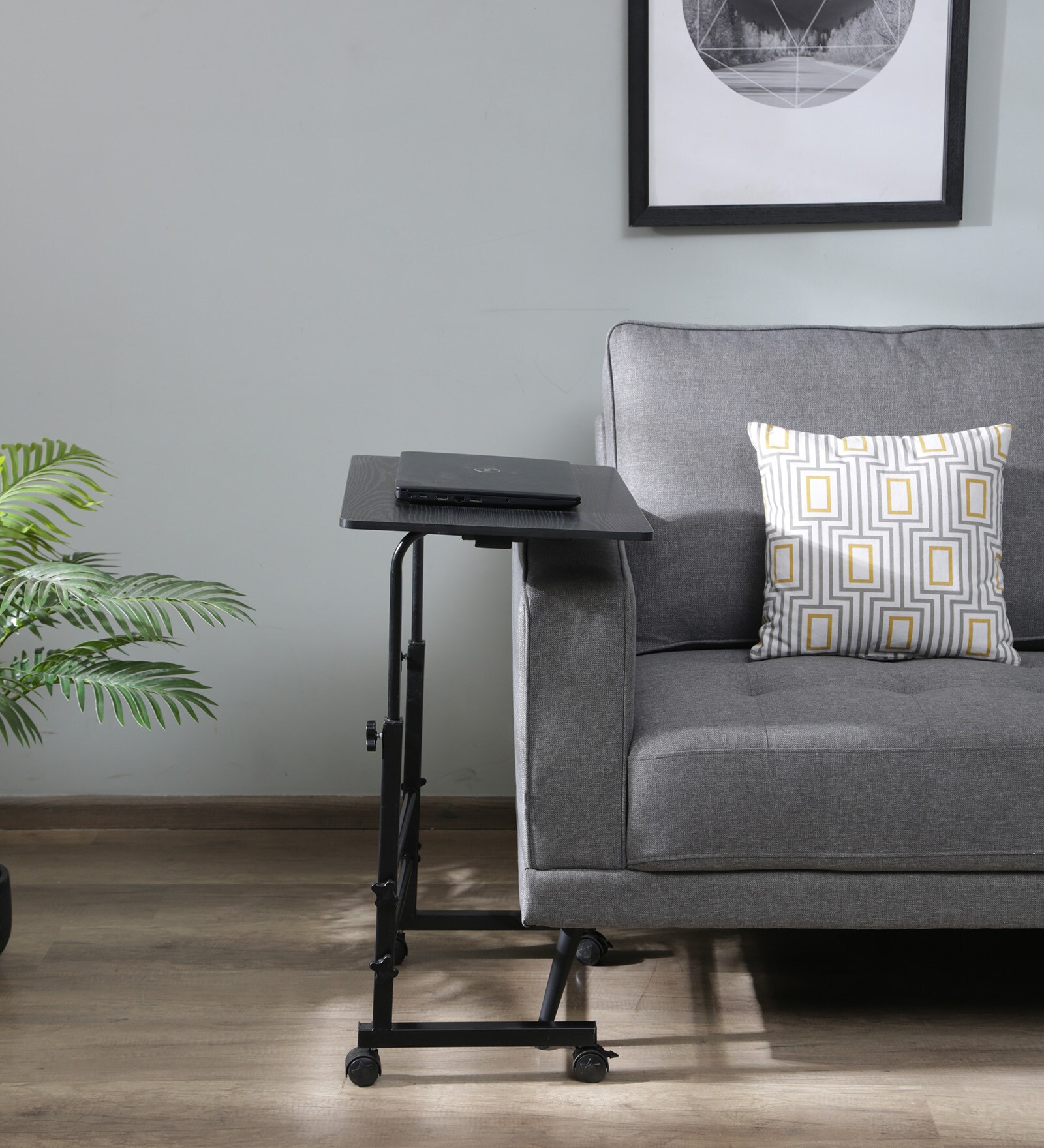 Woodit C Shape Table In Charcoal Black Finish