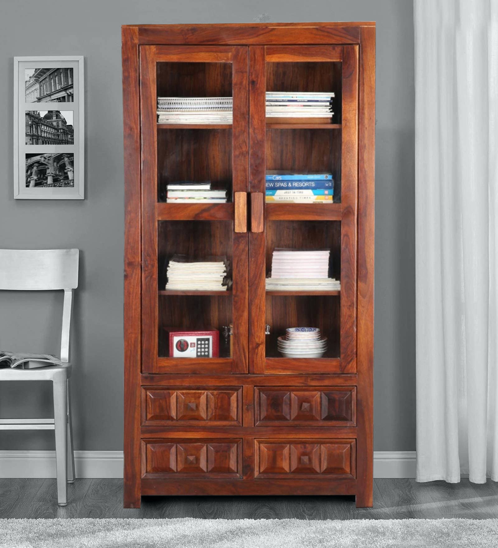 Woodrow Solid Wood Book Case in Teak Finish