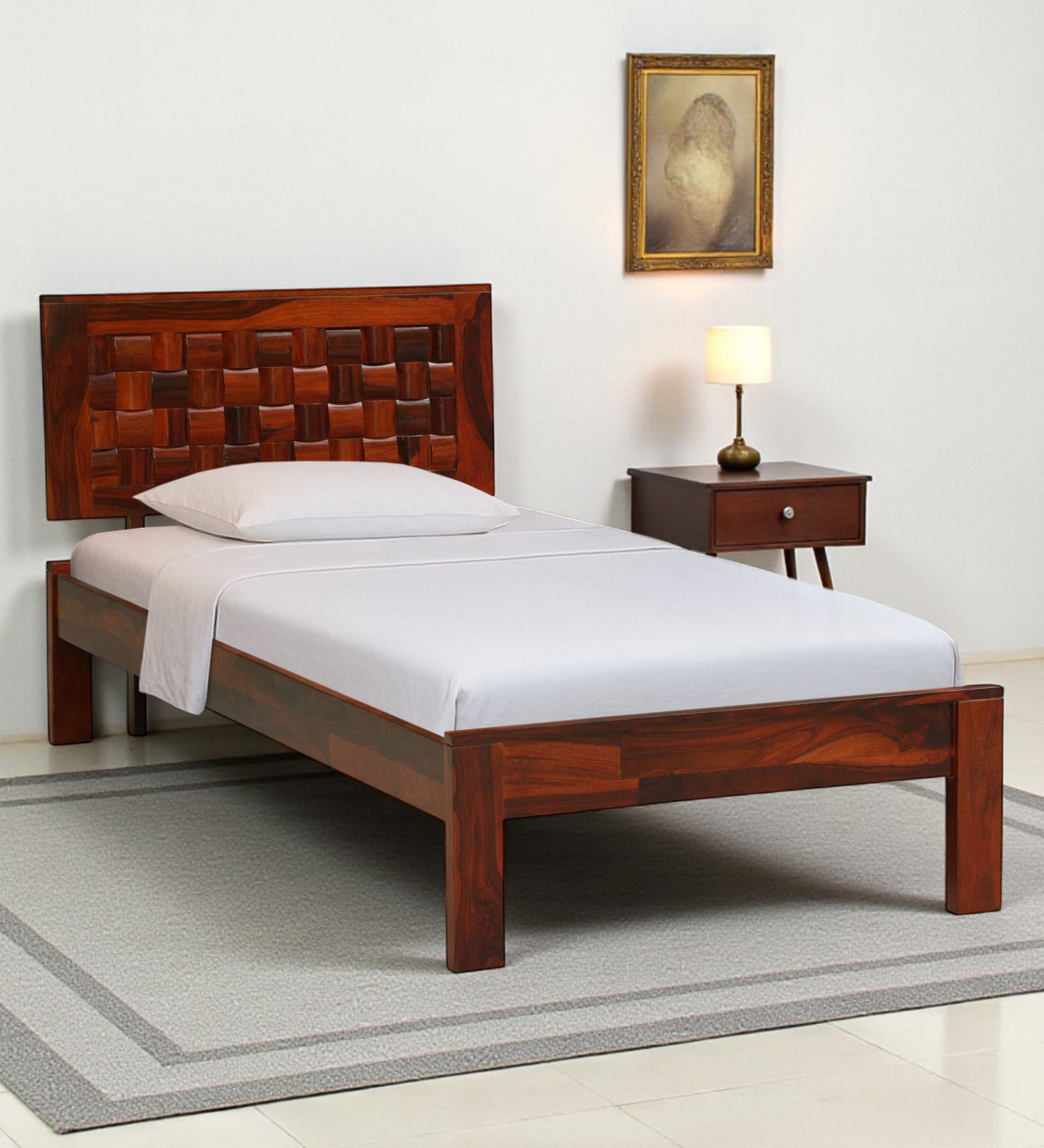 Woodway Sheesham Wood Single Bed In Honey Oak  Finish