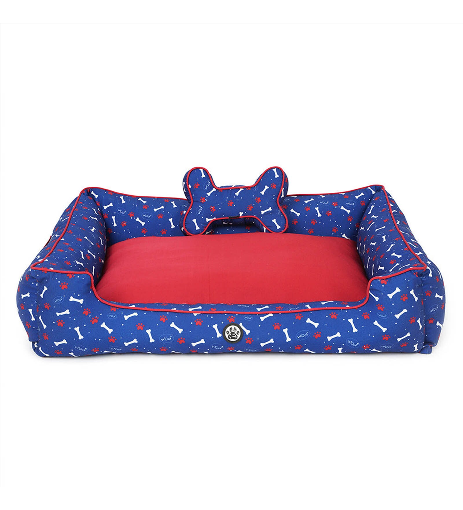 Woof- Small Blue & Red Fabric Pet Bed Woof- Small Blue & Red Fabric Pet Bed