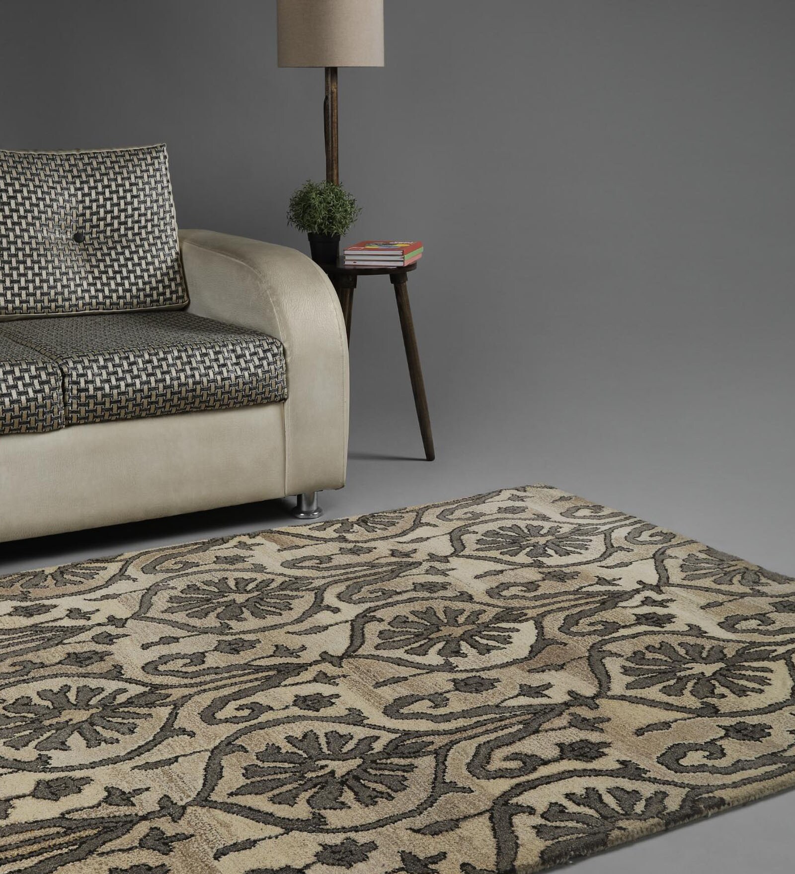 Buy Damask Pattern Wool Hand Tufted 5 X 8 Feet Carpet By Sanded Edge Smartly Priced at 39 OFF