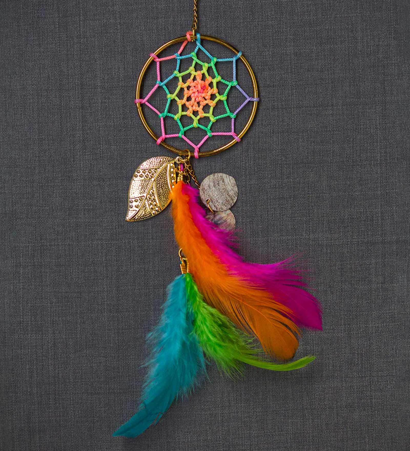 Multicolor Woolen Keychain Neon Circus Dream Catcher