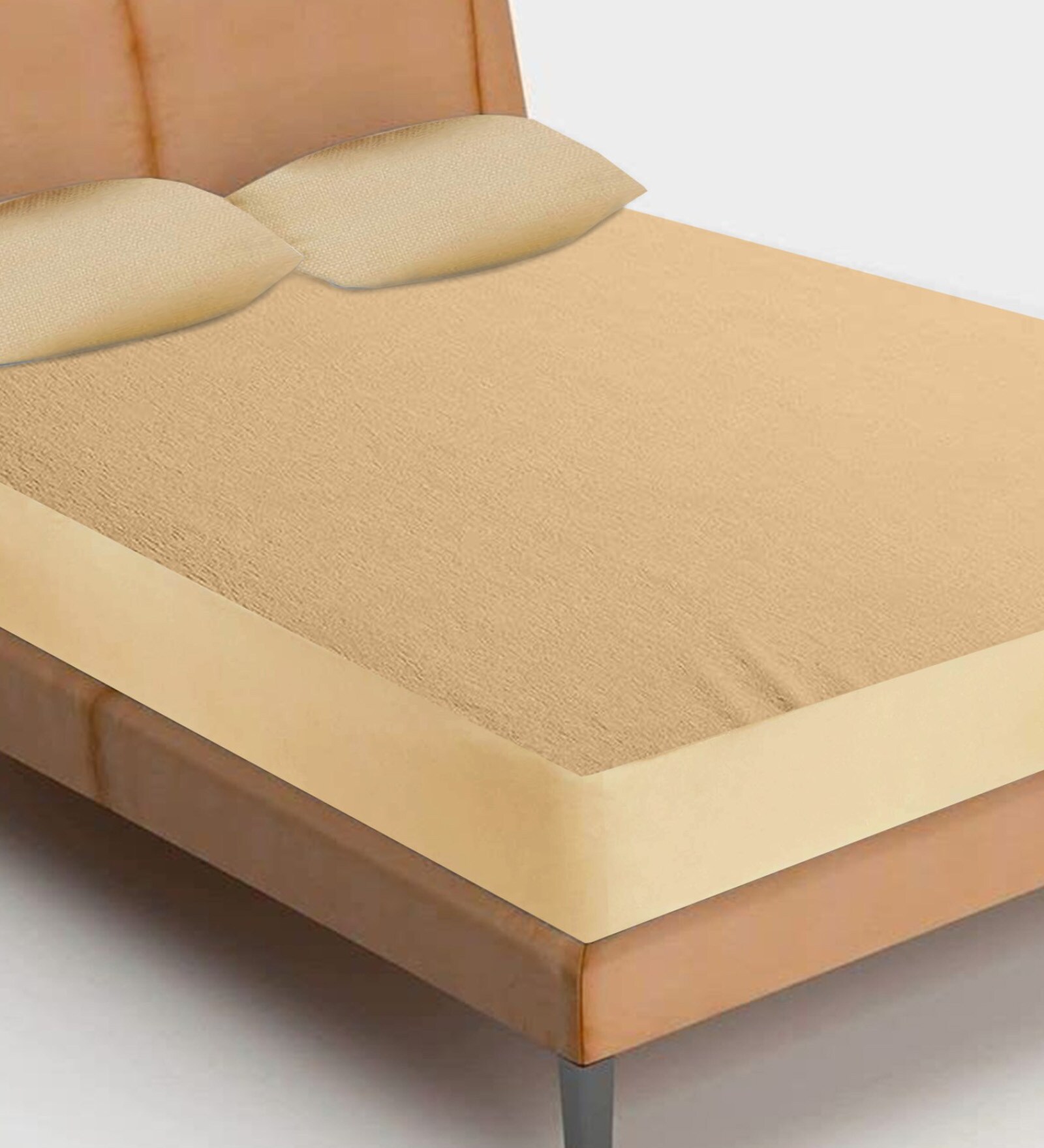 Buy Woop (78x72) Terry Cotton Waterproof Mattress Protector in Beige