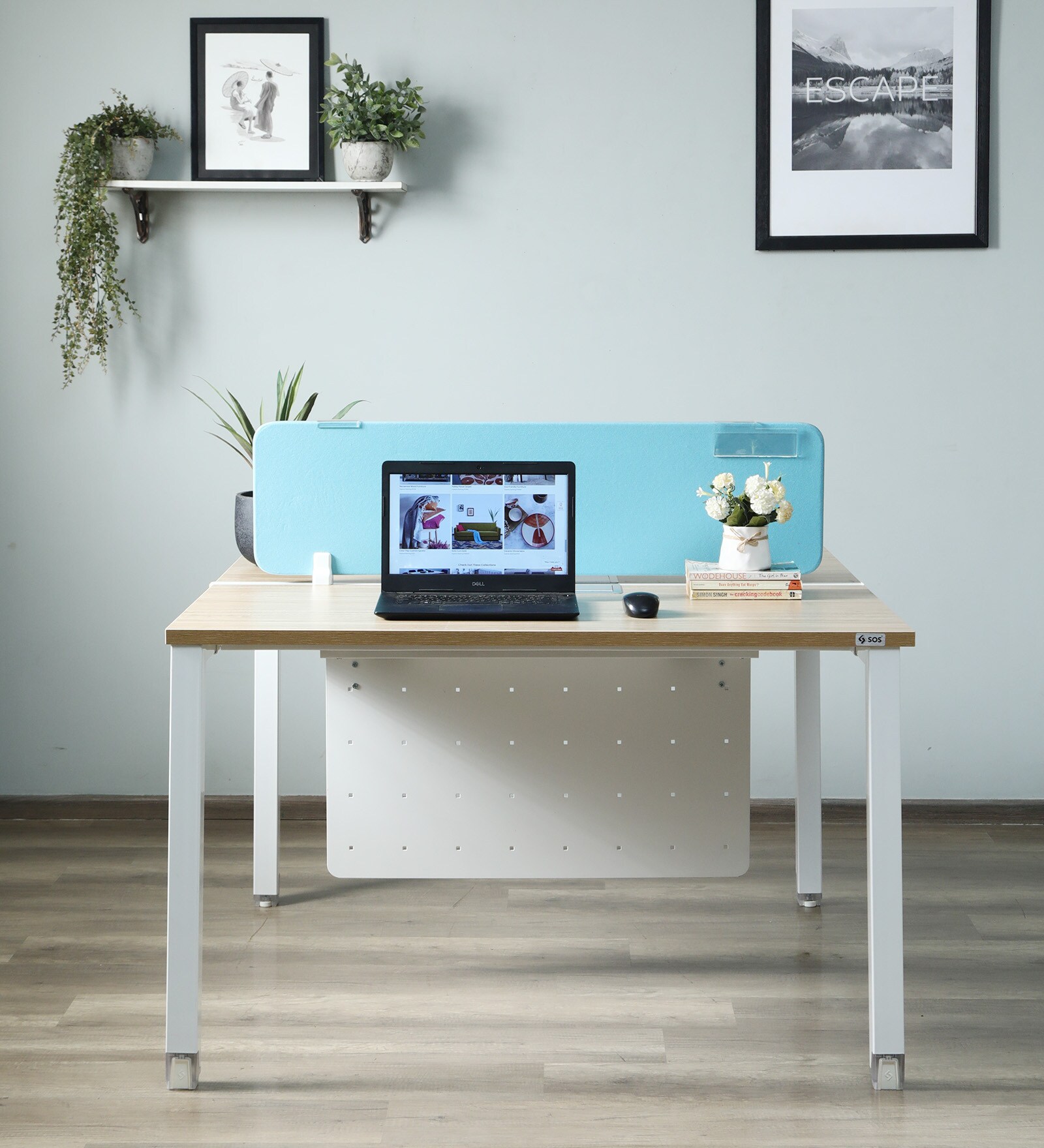 Workstation In Persian With Divider Walnut Finish Workstation In Persian With Divider Walnut Finish