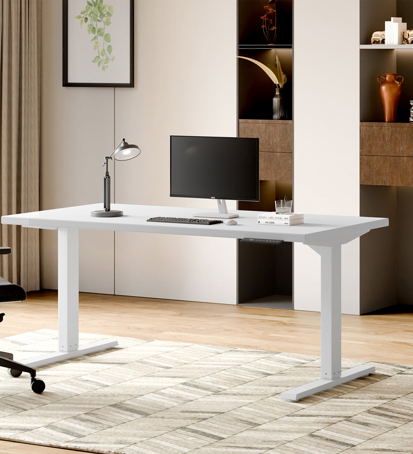 Workout Metal Height Adjustable Desk in Frosty White Finish