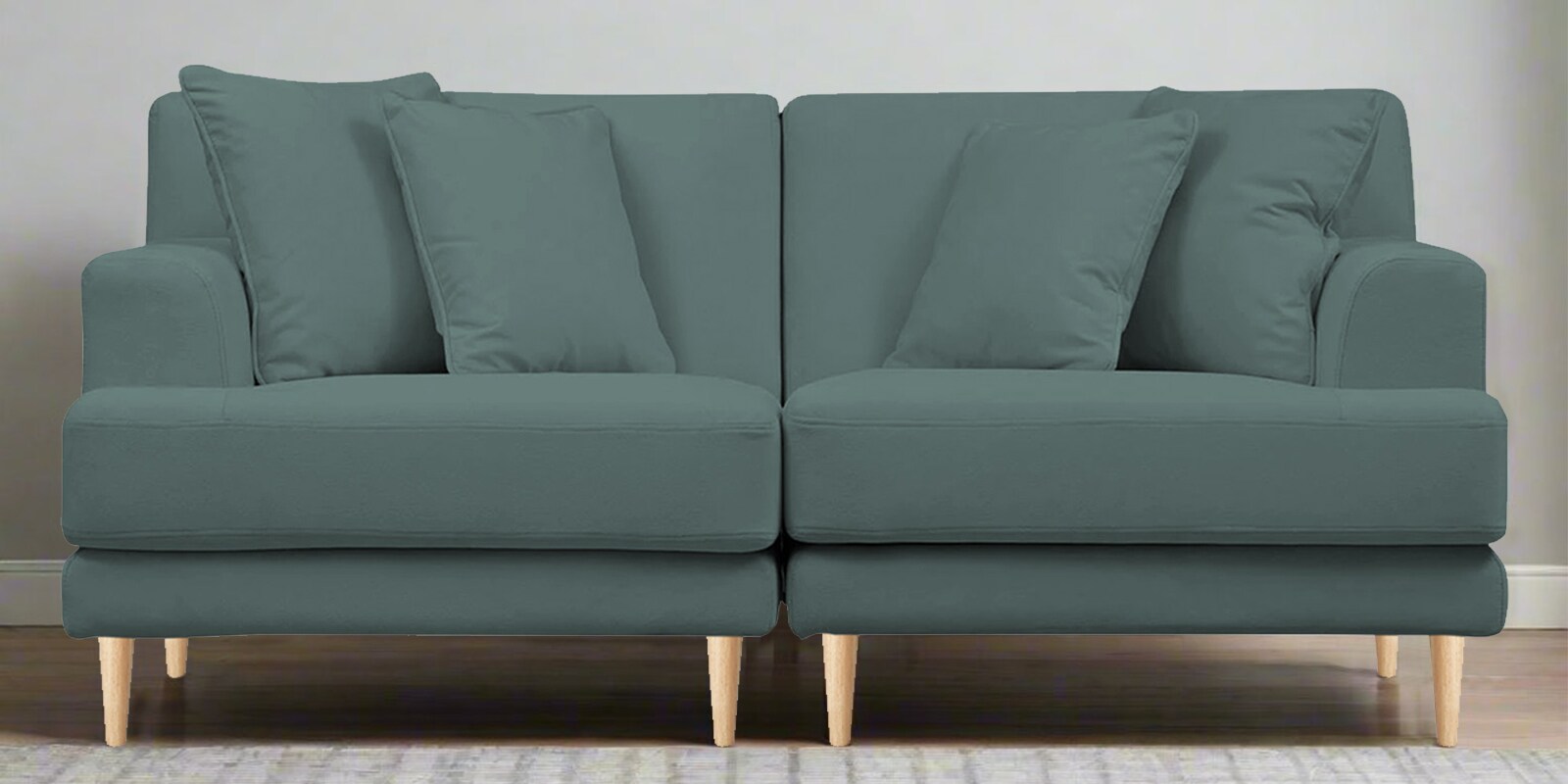 Woody Fabric 2 Seater Sofa In Pista Green Colour