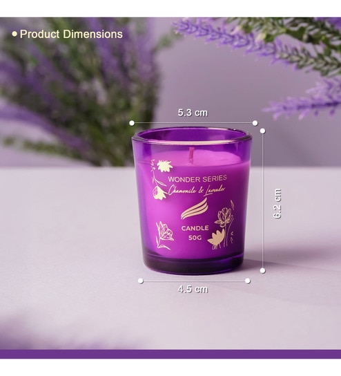 pan aromas Wonder Series Chamomile & Lavender Glass Candle (Purple)-picture-44