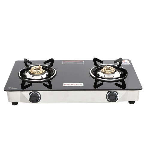 Buy Wonderchef Zest Glass 2 Burner Gas Stove Black Steel Online