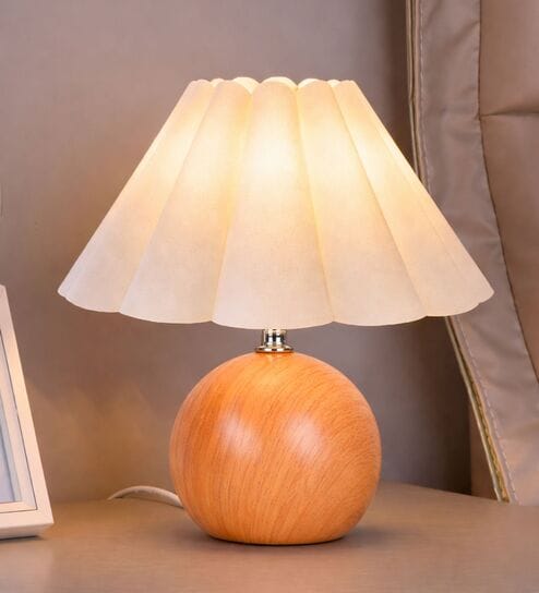 Wood Grain Pattern Metal Small Table Lamp, Desk Light