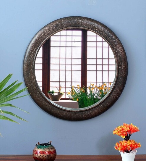 Copper Mango Wood Content Wall Mirror