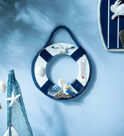 Wooden Buoy Life Ring Blue