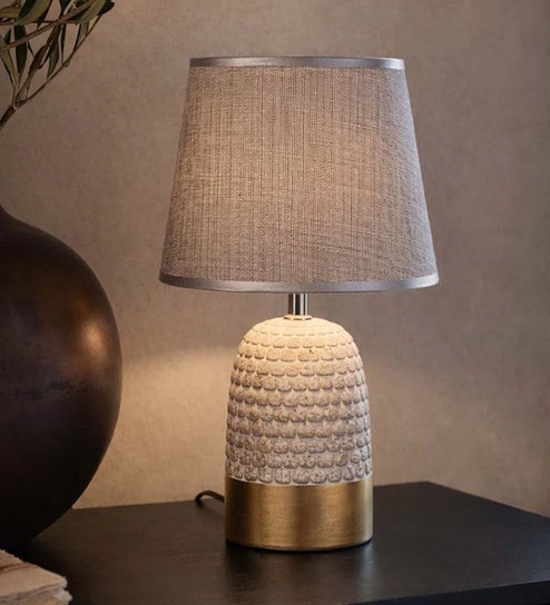 Wooden-Metalic White Study Desk Lamp