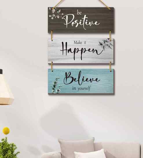 Wooden Wall Hanging-Be Positive, Make It Happen, Believe In Yourself