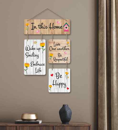 Wooden Wall Hanging Decor-In This Home Embrace Life Be Respectful Happy