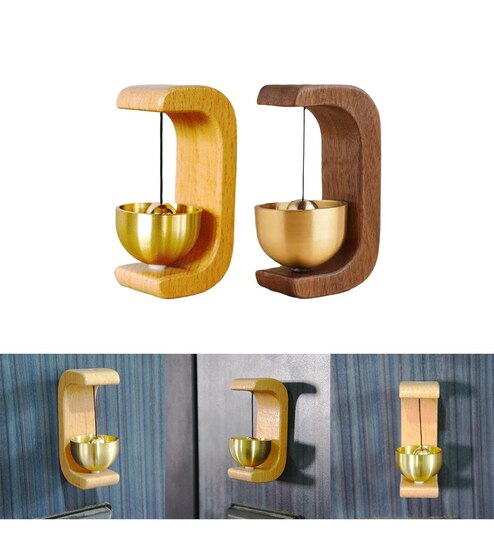 Wooden Wind Chime with Hanging Bells Wood/Metal Chime (Brown)