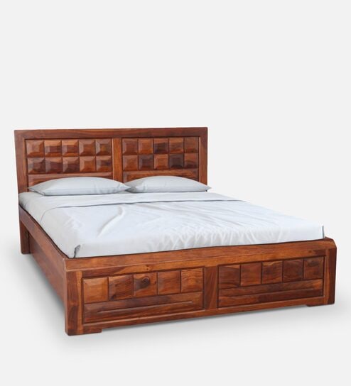 Woodrow King bed with Hydraulic  in Honey Finish