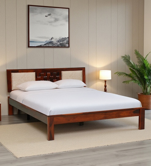 Woodway Sheesham Wood King Size Bed In Honey Oak  Finish