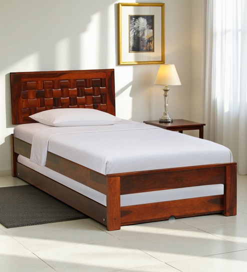 Woodway Sheesham Wood Single Bed In Honey Oak  Finish With Trundle