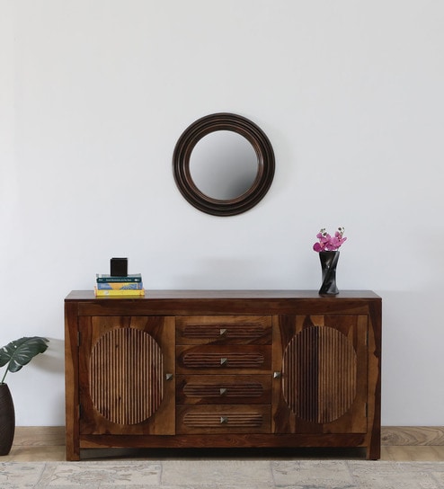 Woodwhiz Sheesham Wood Sideboard In Scratch Resistant Teak Finish