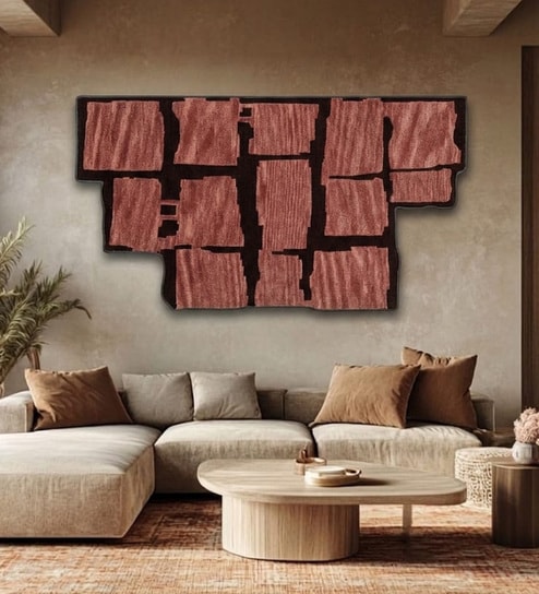 Red Wool Handmade Wall Art Panel 4x2 Feet-image-12