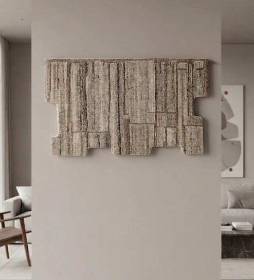 Grey Wool Handmade Wall Art Panel 4x2 Feet-image-30