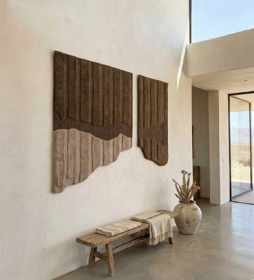 Brown Wool Handmade Wall Art Panel 4x2 Feet-image-27