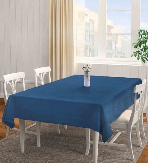 Woven Design Blue (72x52) Cotton Blend Table Cover